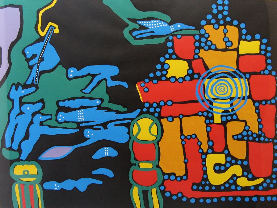 Click the image for a view of: Walter Battiss. Untitled (Zimbabwe). Silkscreen. 86/250. 560X680mm